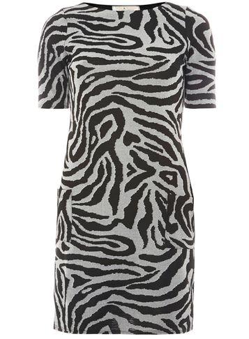 Dorothy Perkins *billie & Blossom Black And Grey Zebra Print Jacquard Shift Dress
