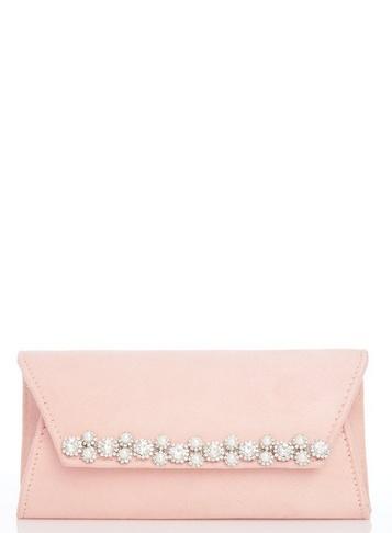 *quiz Pink Pearl Diamante Clutch Bag