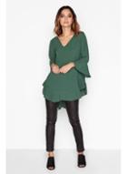 Dorothy Perkins *girls On Film Emerald Frill Blouse