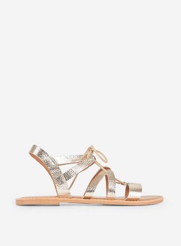Dorothy Perkins Gold 'joy' Leather Lace Up Sandals