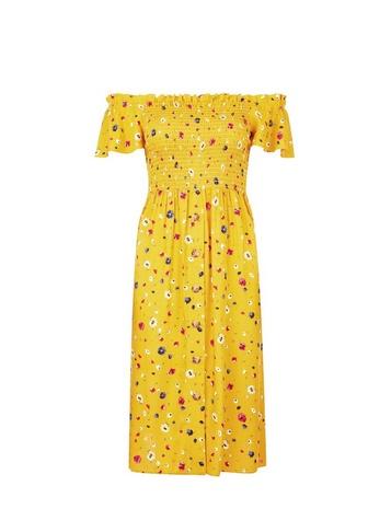 Dorothy Perkins Petite Yellow Ditsy Print Bardot Dress
