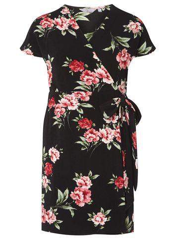 Dorothy Perkins Petite Multi Coloured Rose Print Wrap Dress
