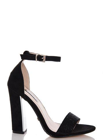Dorothy Perkins *quiz Black Faux Suede Block Heel Sandals