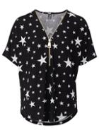 *izabel London Black Star Print Zip Front Top