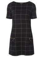 Dorothy Perkins Black Checked Print Zip Pockets Tunic