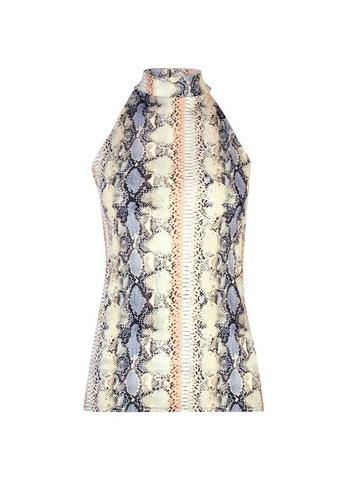 Dorothy Perkins Neutral Snake Print Halter Neck Co-ord Top