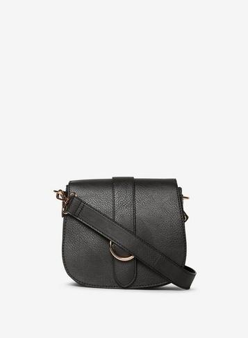 Dorothy Perkins Black Circle Buckle Saddle Cross Body Bag