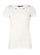 Dorothy Perkins Ivory Embroidered Neck T-shirt