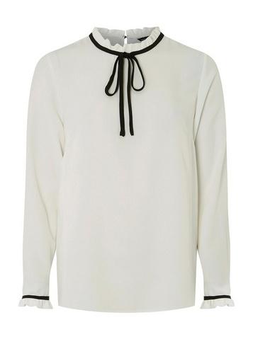 Dorothy Perkins Ivory Tie Neck Long Sleeve Top