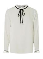 Dorothy Perkins Ivory Tie Neck Long Sleeve Top