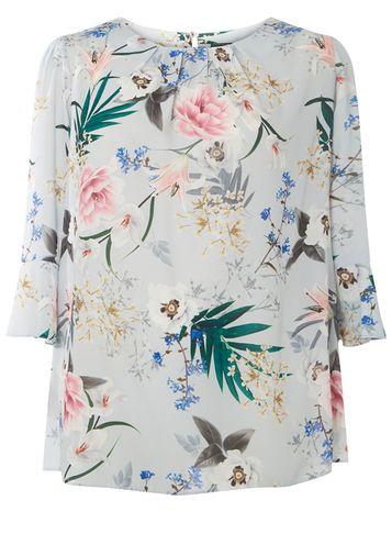Dorothy Perkins *billie & Blossom Curve Grey Floral Print Top