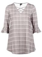 *izabel London Red Checked Tunic Top