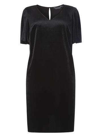 Dorothy Perkins Dp Curve Black Velvet Angel Sleeve Shift Dress