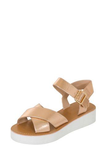 Dorothy Perkins *london Rebel Rose Gold Flatform Sandals