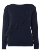 Dorothy Perkins Navy Frill Front Sweat Top