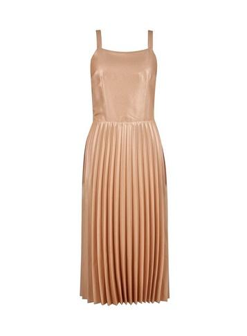 Dorothy Perkins Gold Strappy Shimmer Pleat Skater Dress