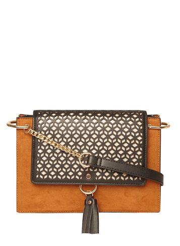 Dorothy Perkins Tan Laser Cut Crossbody Bag