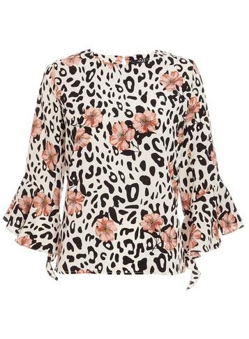 *quiz Multi Coloured Leopard Print Frill Top