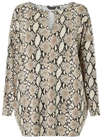 Dorothy Perkins *dp Curve Grey Snake Print Jersey Batwing Sleeve Top