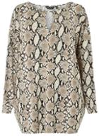 Dorothy Perkins *dp Curve Grey Snake Print Jersey Batwing Sleeve Top