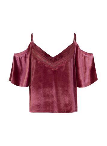 Dorothy Perkins *girls On Film Dusky Pink Velvet Lace Top