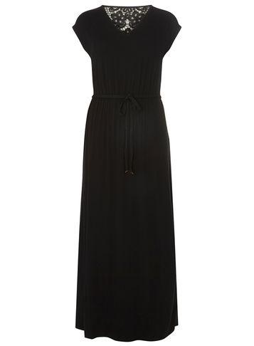 Dorothy Perkins Black Crochet Back Jersey Maxi Dress
