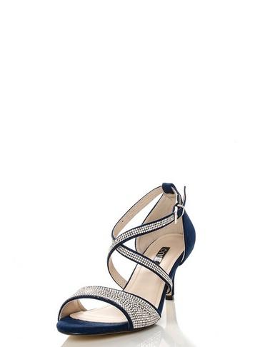 *quiz Navy Diamante Low Heel Sandals