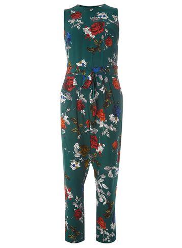 Dorothy Perkins Green Rose Floral Jumpsuit