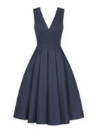 Dorothy Perkins *chi Chi London Navy V-neck Midi Skater Dress