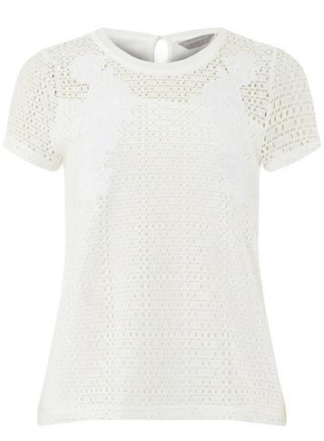 Dorothy Perkins Petite White Applique Lace T-shirt