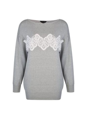 Dorothy Perkins Grey Lace Front Jumper