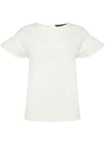 Dorothy Perkins Ivory Lace Sleeve Top