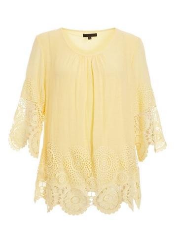 *quiz Lemon Crochet Trim Top