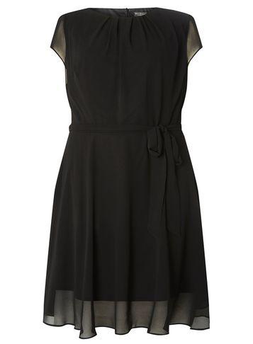 Dorothy Perkins *billie & Blossom Curve Black Pleat Tea Dress
