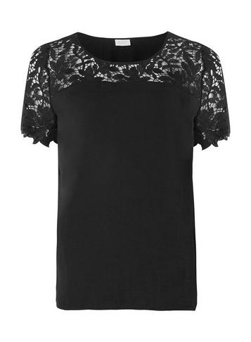 *vila Black Lace Yoke Top