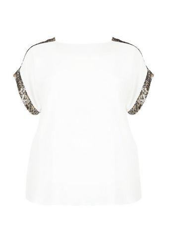 Dorothy Perkins *dp Curve White Animal Sequin Trim Soft T-shirt