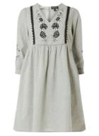 Dorothy Perkins Grey Embroidered Smock Dress