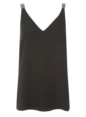 Dorothy Perkins Black Glitter Strap Camisole Top