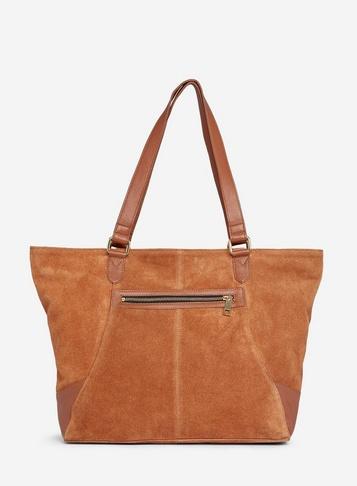 Dorothy Perkins Tan Leather Zip Front Tote Bag