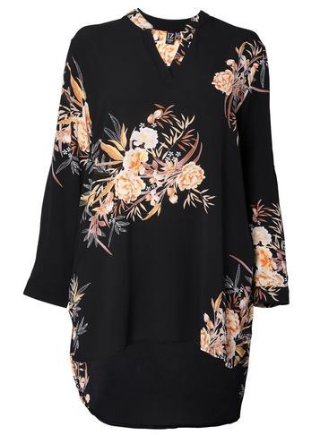 Dorothy Perkins *izabel London Curve Black Floral Tunic Top