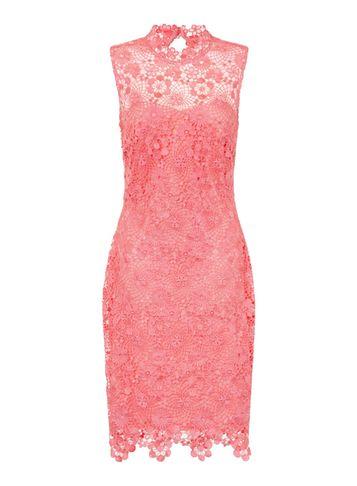 Dorothy Perkins *paper Dolls Coral Crochet Lace Bodycon Dress