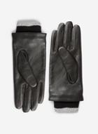 Dorothy Perkins Black Ribbed Jersey Leather Gloves