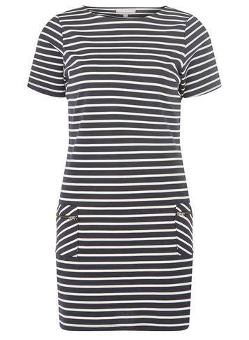 Dorothy Perkins Petite Navy And White Striped Shift Dress
