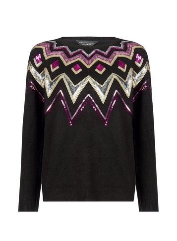 Dorothy Perkins Black Sequin Fairisle Pattern Jumper