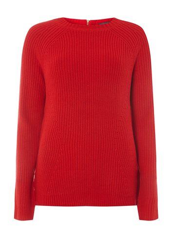 Dorothy Perkins *tall Zip Back Crew Jumper Red