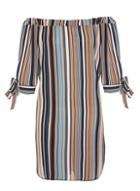 Dorothy Perkins *quiz Multi Coloured Striped Bardot Shift Dress