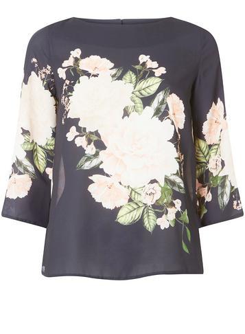 Dorothy Perkins Navy Floral Print Top