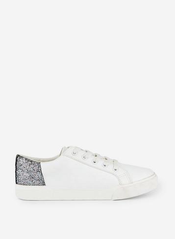 Dorothy Perkins White Glitter Inez Trainers