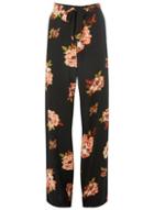 Dorothy Perkins *tall Black And Amber Floral Palazzo Trousers