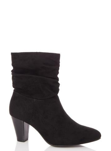 *quiz Black Faux Suede Ruched Block Boots